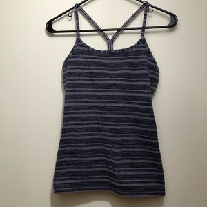 Lululemon Power Y Tank Black Stripes Galore Sz 6.  P6